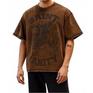 NEW SAINT VANITY griffin graphic short sleeve t-shirt in brown